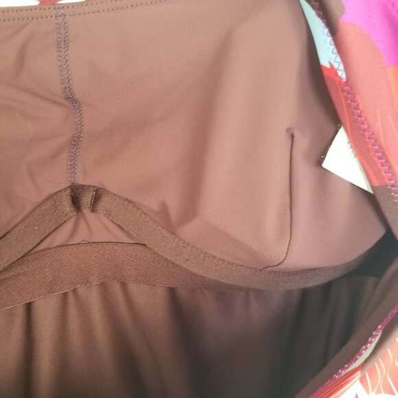 Athleta Swimsuit Size Large Two-Piece Tankini and Full Bottoms Brown Floral - Picture 7 of 12